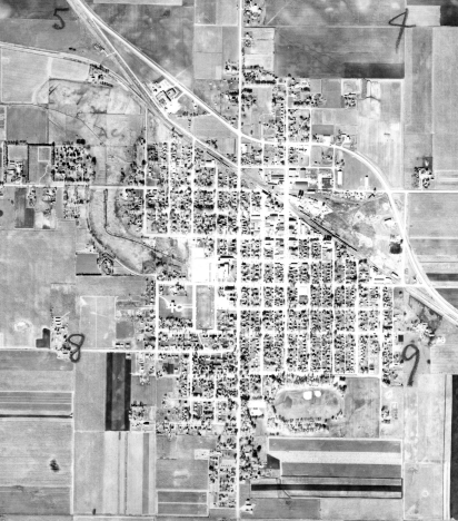 Aerial view, Wells Minnesota, 1954