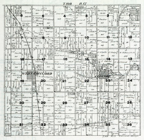 Plat map of Concord Township in Dodge County Minnesota, 1916