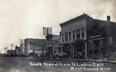 South side of Main Street looking east, West Concord Minnesota, 1910's