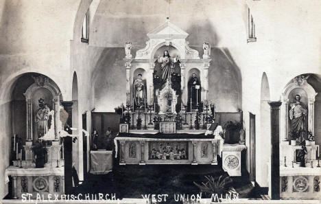 Interior, St. Alexius Church, West Union Minnesota, 1920's