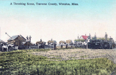 A threshing scene in Traverse County near Wheaton Minnesota, 1912