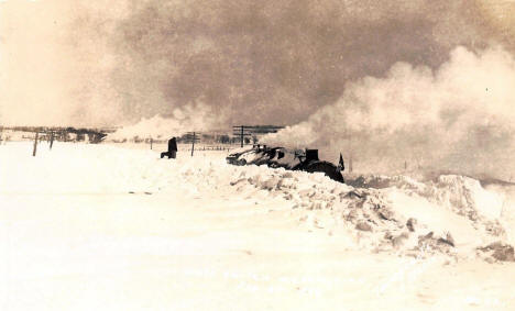 Railroad Engine in Snow, Windom Minnesota, 1936