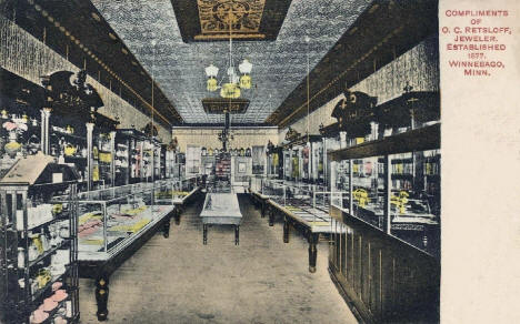 O.C. Retsloff Jewelry Store, Winnebago Minnesota, 1909