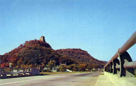 View of Sugarloaf from bridge, Winona Minnesota, 1970's