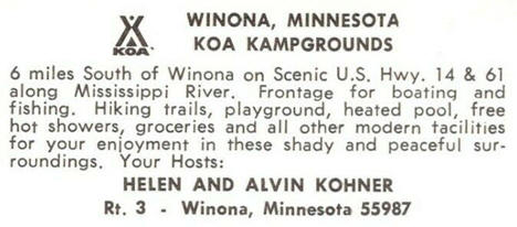 KOA Kampgrounds, Winona Minnesota, 1980's