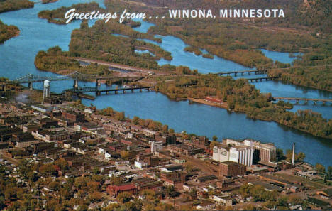 Aerial view, Winona Minnesota, 1970's