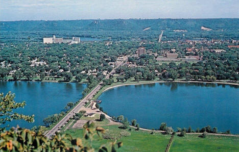 View of Winona Minnesota from Garvin Heights, 1960's