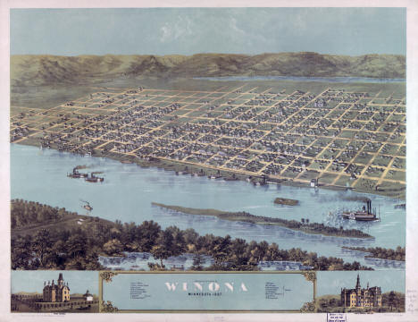 Birds eye view of Winona Minnesota, 1867