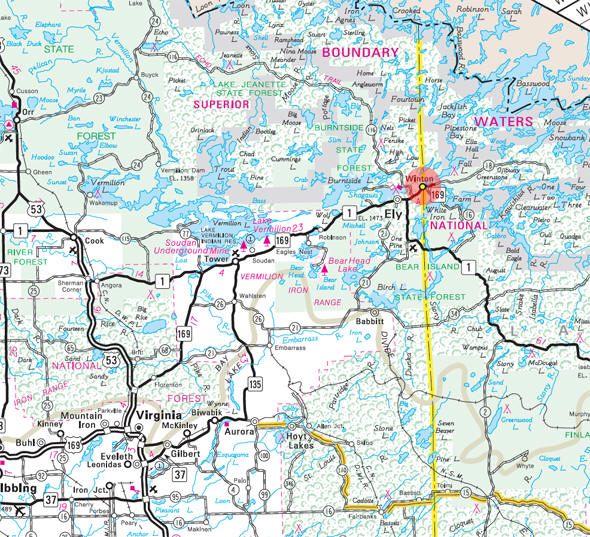 Minnesota State Highway Map of the Winton Minnesota area