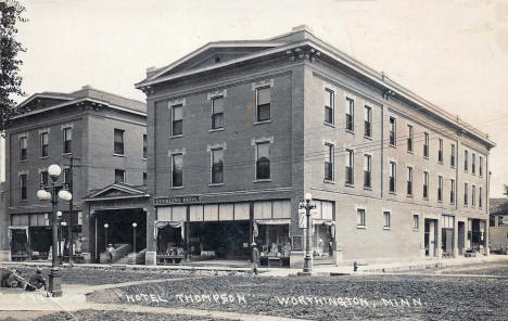Hotel Thompson, Worthington Minnesota, 1910's