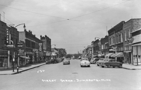 Street scene, Zumbrota Minnesota, 1950's