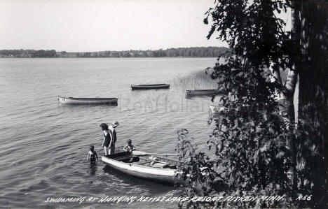 Swimming at Hanging Kettle Lake Resort, Aitkin Minnesota, 1950's