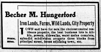 Ad from the Aitkin Independent Age, Saturday, August 3rd, 1912