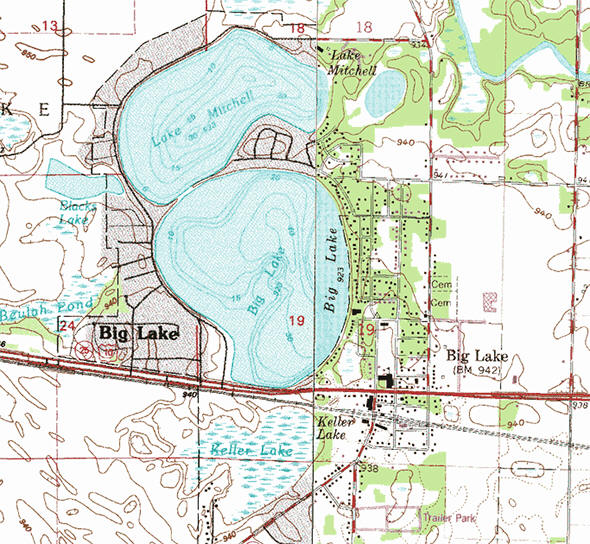 Topographic map of the Big Lake Minnesota area