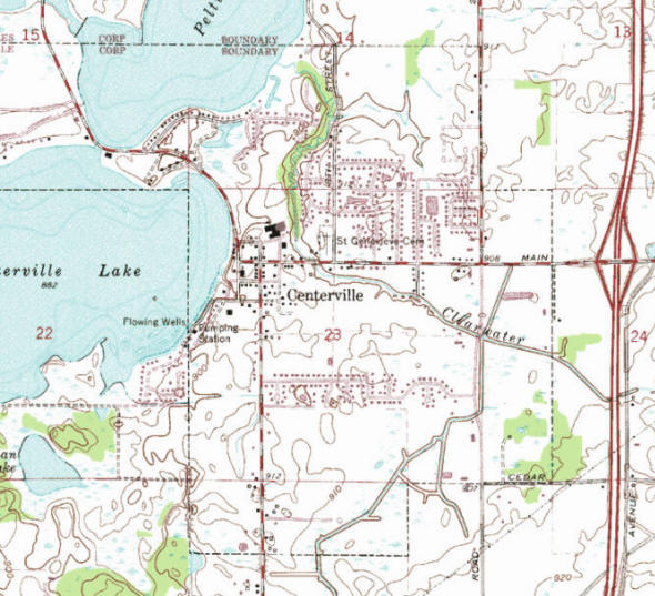 Topographic map of the Centerville Minnesota area