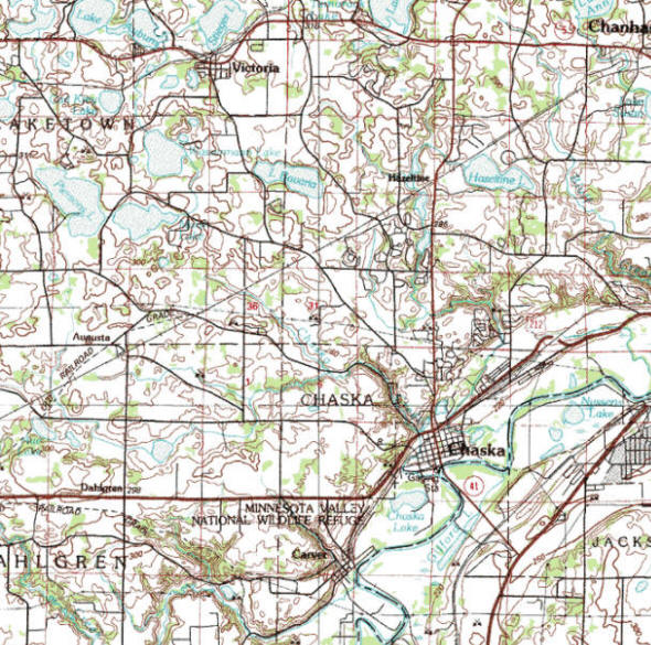 Topographic map of the Chaska Minnesota area