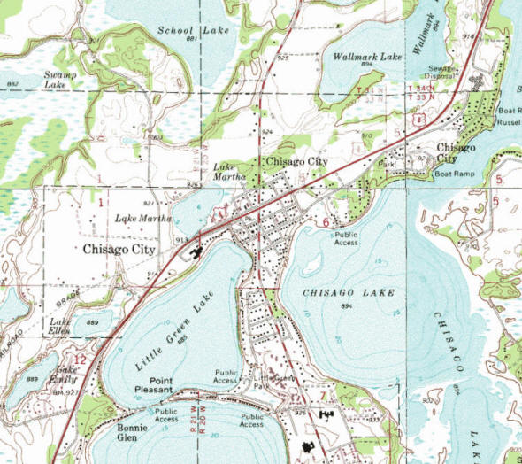 Topographic map of the Chisago City Minnesota area