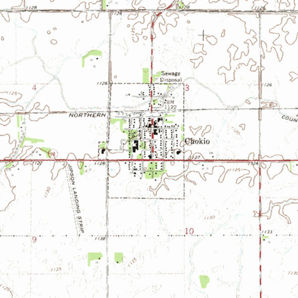 Topographic map of the Chokio Minnesota area