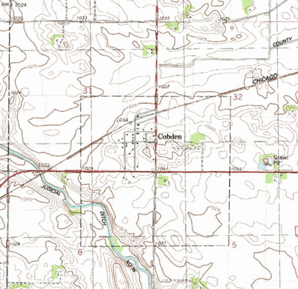 Topographic map of the Cobden Minnesota area