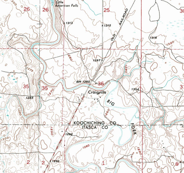 Topographic map of the Craigville Minnesota area