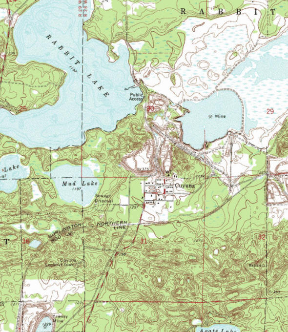 Topographic map of the Cuyuna Minnesota area