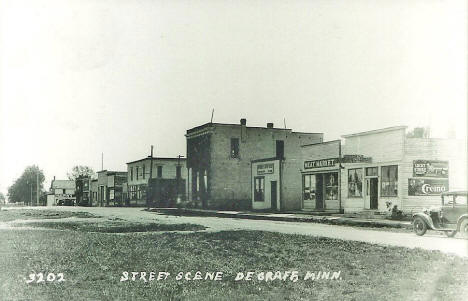 Street scene, De Graff Minnesota, 1920's