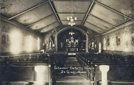Interior, Catholic Church, De Graff Minnesota, 1910's