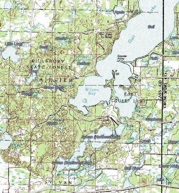Topographic map of the East Gull Lake Minnesota area