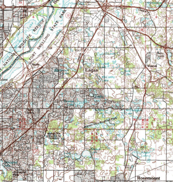 Topographic map of the Eagan Minnesota area