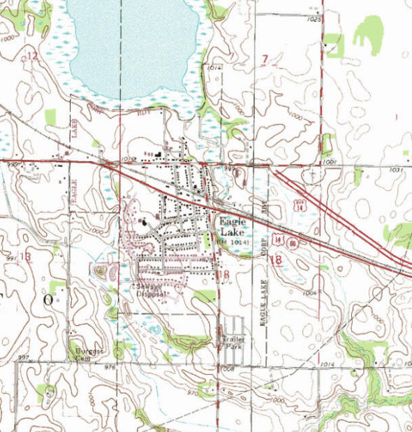 Topographic map of the Eagle Lake Minnesota area