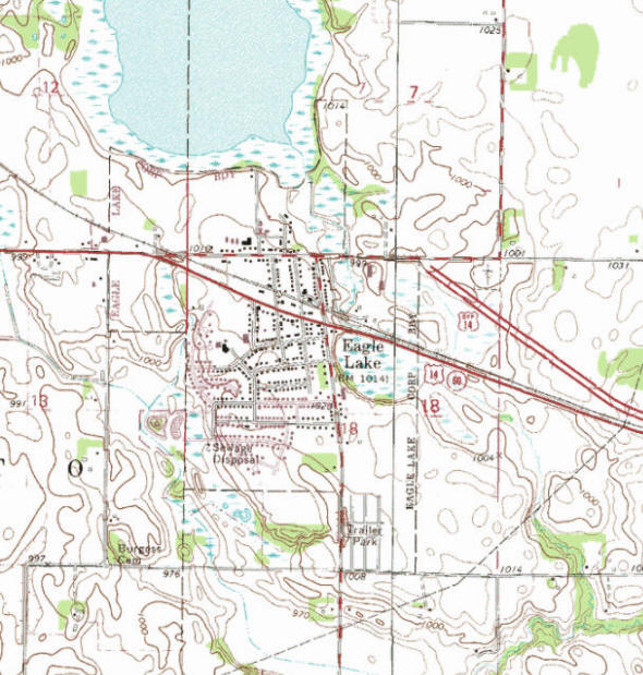Topographic map of the Eagle Lake Minnesota area