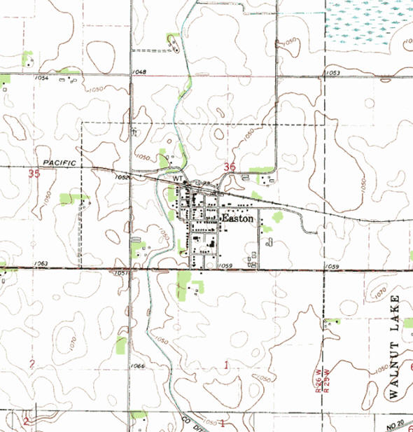 Topographic map of the Easton Minnesota area