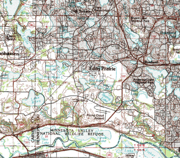 Topographic map of the Eden Prairie Minnesota area