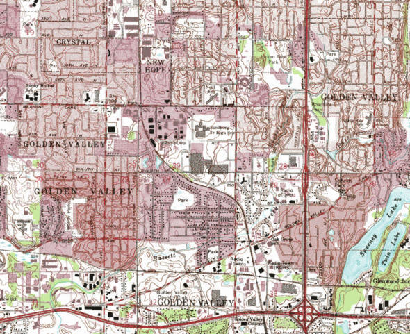 TTopographic map of the Golden Valley Minnesota area