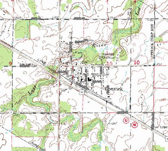 Topographic map of the Gonvick Minnesota area