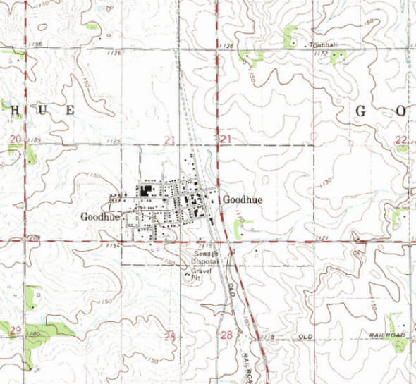 Topographic map of the Goodhue Minnesota area