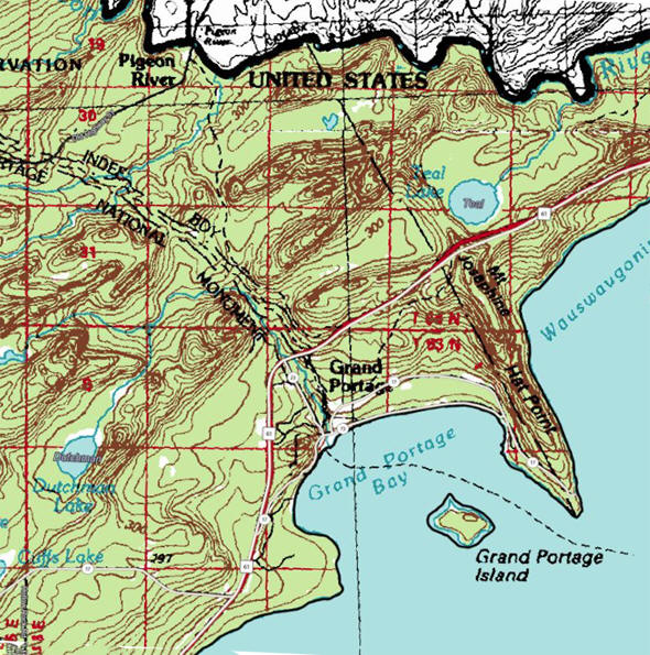 Topographic map of the Grand Portage Minnesota area