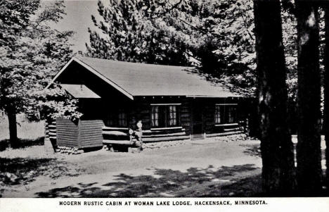 Modern Cabin at Woman Lake Lodge, Hackensack Minnesota, 1950's