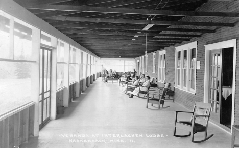 Veranda at Interlachen Lodge, Hackensack Minnesota, 1920's