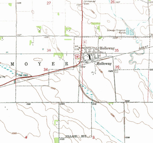 Topographic map of the Holloway Minnesota area