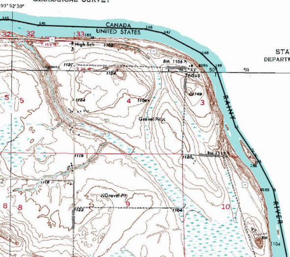 Topographic map of the Indus Minnesota area