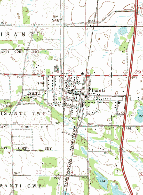 Topographic map of the Isanti Minnesota area