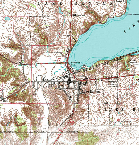 Topographic map of the Lake Benton Minnesota area