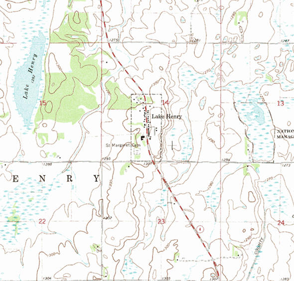 Topographic map of the Lake Henry Minnesota area