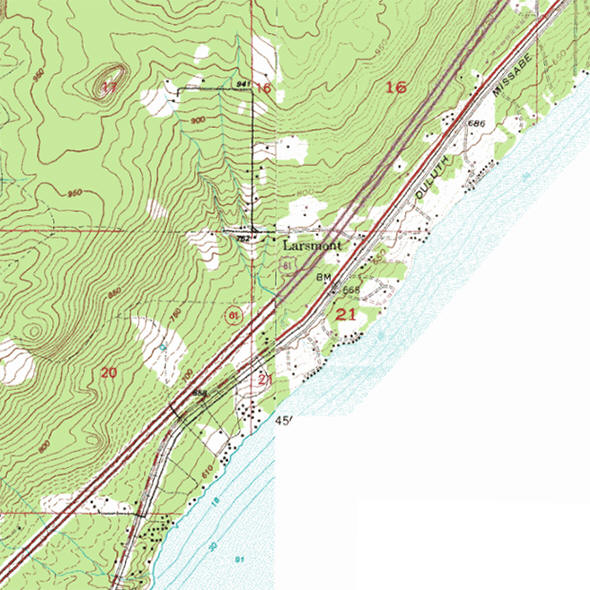 Topographic map of the Larsmont Minnesota area