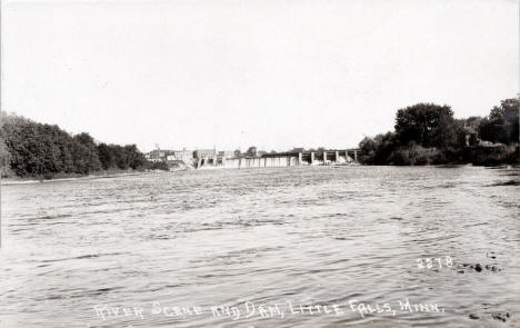 Mississippi River and Dam, Little Falls Minnesota, 1920's