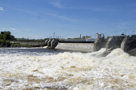 View of Dam from Maple Island Park, Little Falls Minnesota, 2018