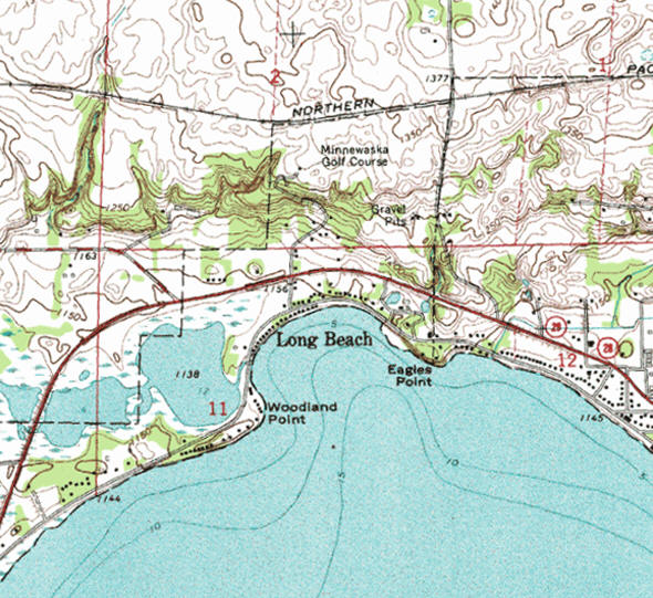 Topographic map of the Long Beach Minnesota area
