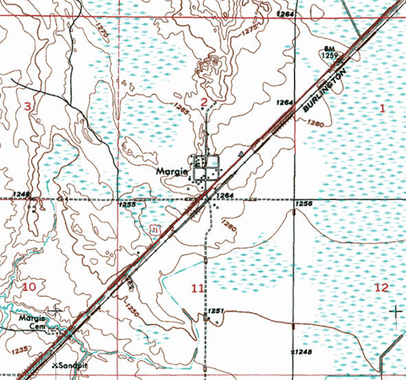 Topographic map of the Margie Minnesota area