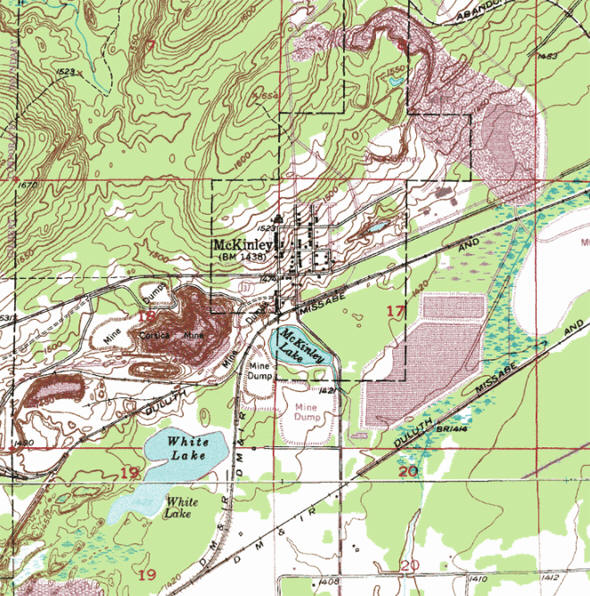Topographic map of the McKinley Minnesota area